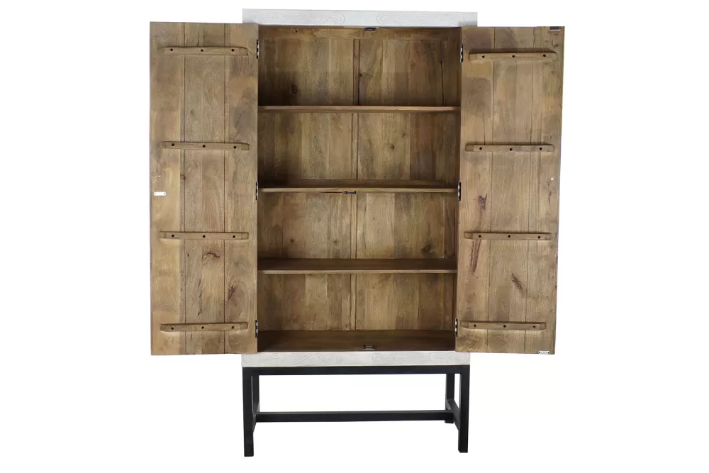 Clearance Armario Mango Metal 100X40X197 Buda Natural Blanco Vitrinas, Armarios Y Librerías