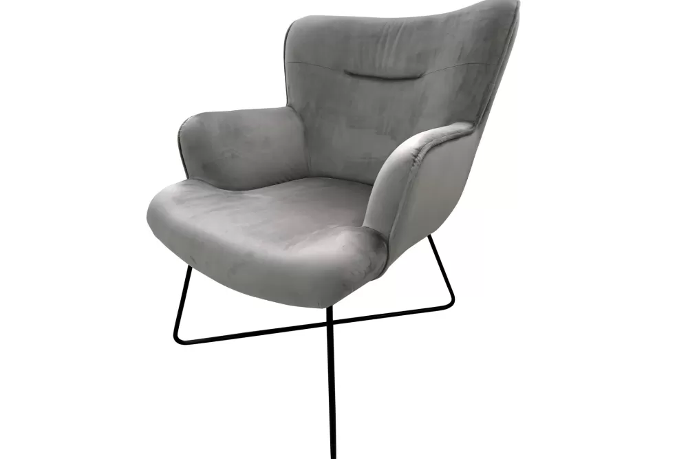 Best Butaca Poliester Metal 67X81X87 Terciopelo Gris Sillones Y Butacas