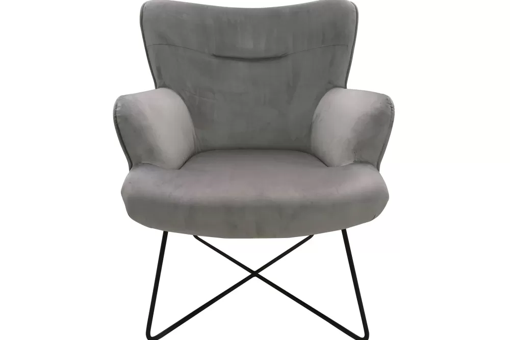 Best Butaca Poliester Metal 67X81X87 Terciopelo Gris Sillones Y Butacas