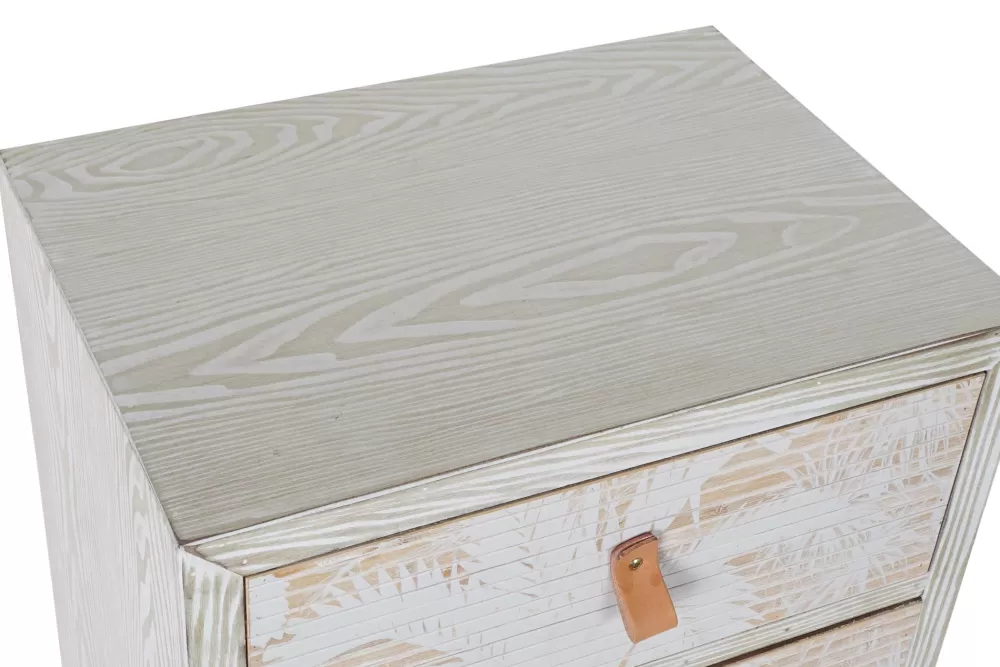 Best Sale Cajonera Madera Bambu 48X35X74 Palmeras Blanco Cómodas, Cajoneras Y Chifoniers