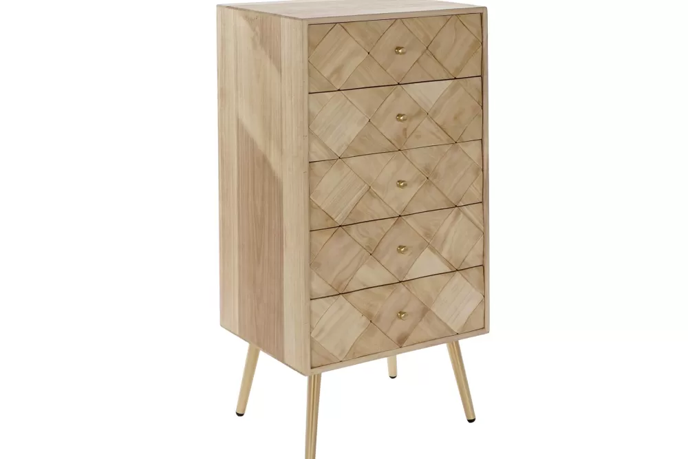 Clearance Cajonera Paulownia Pino 45X35X93 Natural Cómodas, Cajoneras Y Chifoniers