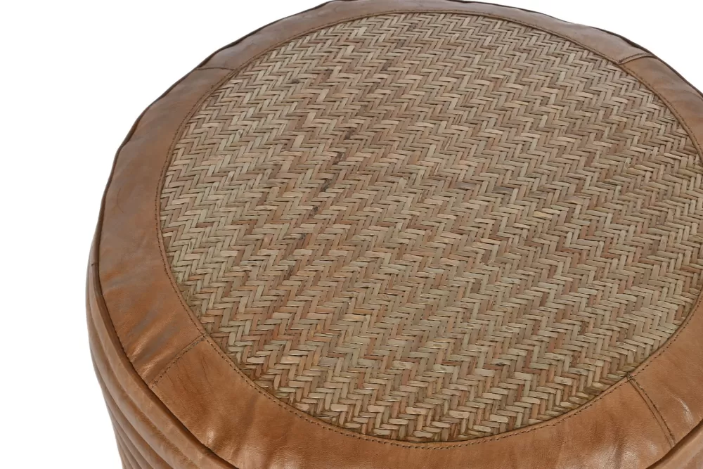 Shop Cojin Suelo Piel Ratan 50X50X30 Camel Pouf Y Cojines De Suelo