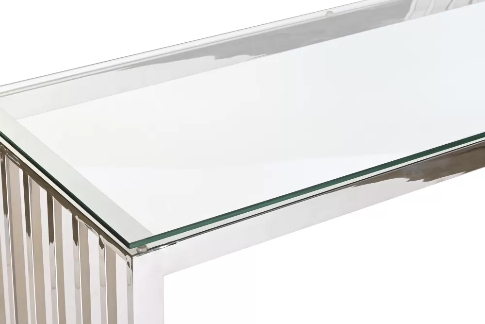 Best Sale Consola Acero Cristal 120X45X78 Cromado Plateado Consolas Y Recibidores