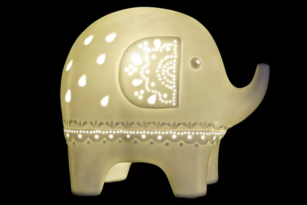 Sale Lampara Sobremesa Porcelana Led 22X12X19 Elefante Lámparas De Sobremesa