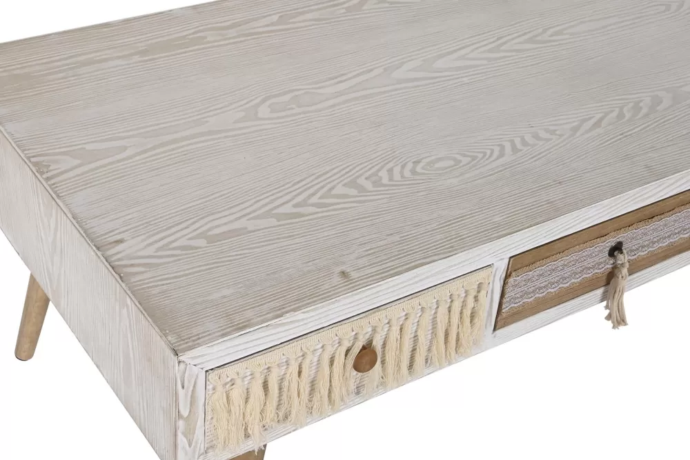 Cheap Mesa Centro Abeto Algodon 110X60X50 Blanco Mesas Auxiliares