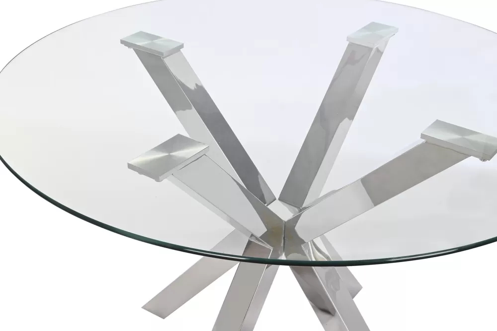 Best Mesa Comedor Acero Cristal 110X110X76 Plateado Mesas Comedor