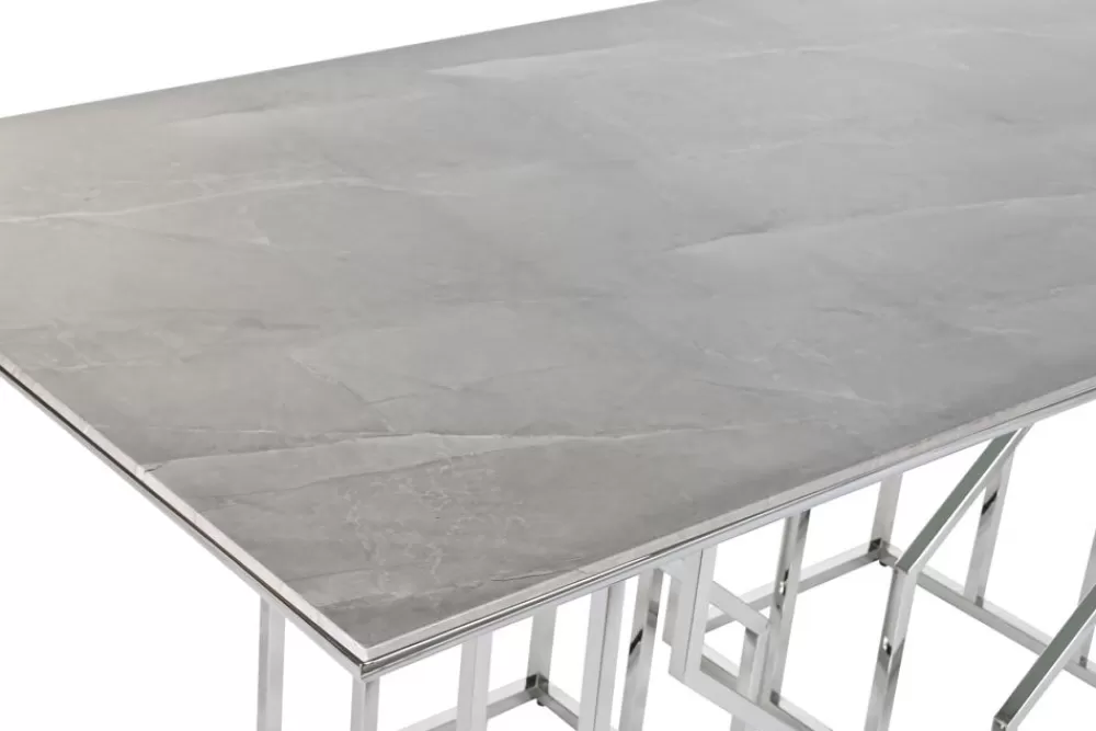 Detall ITEM Mesa Comedor Acero Cristal 180X90X75 Simil Marmol