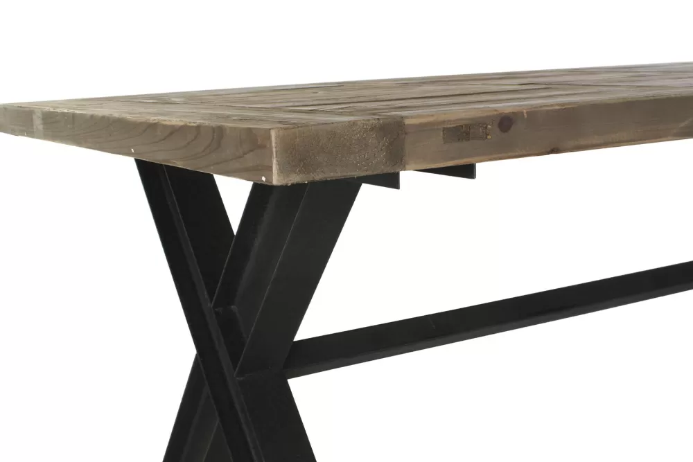 Cheap Mesa Madera Reciclada Metal 200X100X78 Natural Mesas Comedor