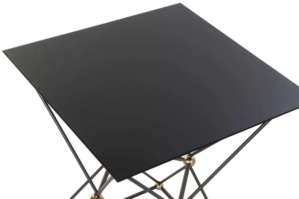 Shop Mesita Auxiliar Metal Cristal 45X45X55,5 Negro Mesas Auxiliares