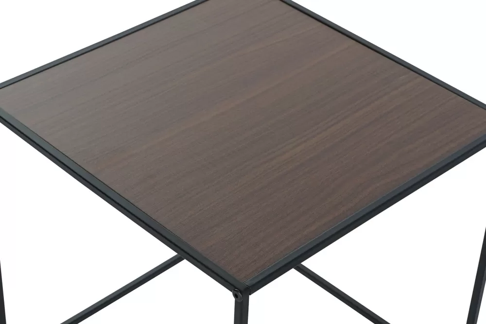 Shop Mesita Auxiliar Set 2 Hierro Mdf 40X40X40 Marron Mesas Auxiliares