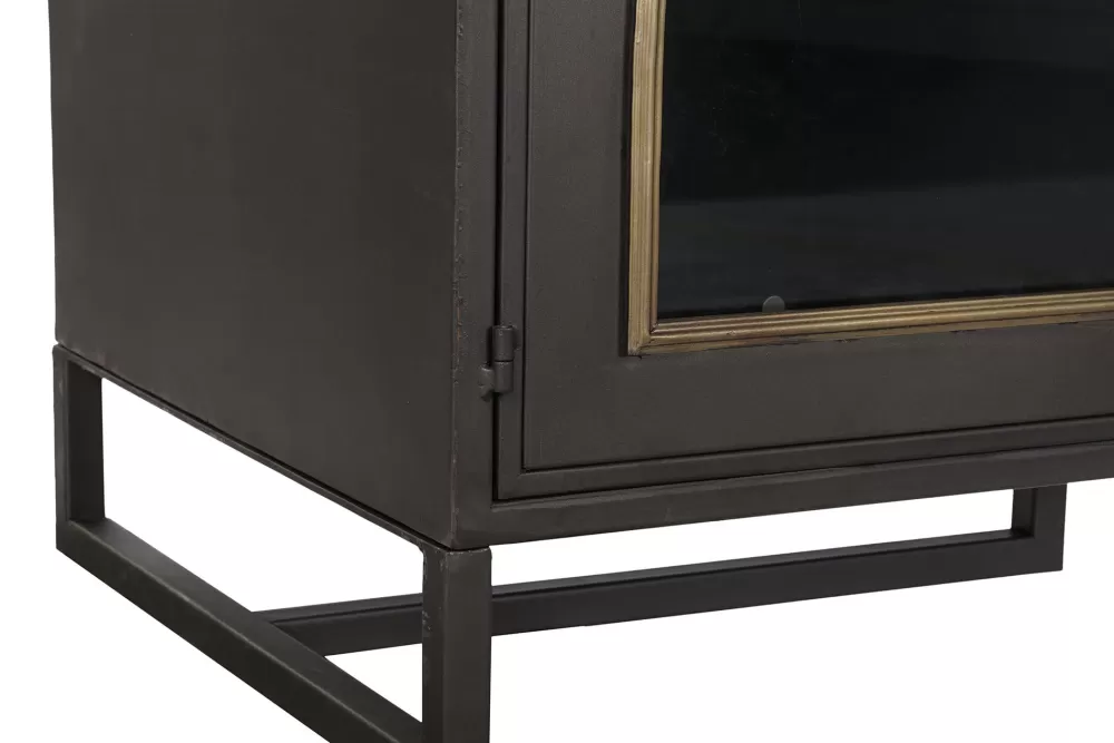 Outlet Mueble Tv Metal Cristal 150X45X50 Negro Buffets Y Muebles Tv