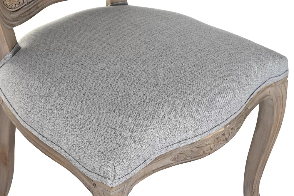 Store Silla Lino Ratan 53X49X95 Natural Gris Claro Sillas Y Taburetes