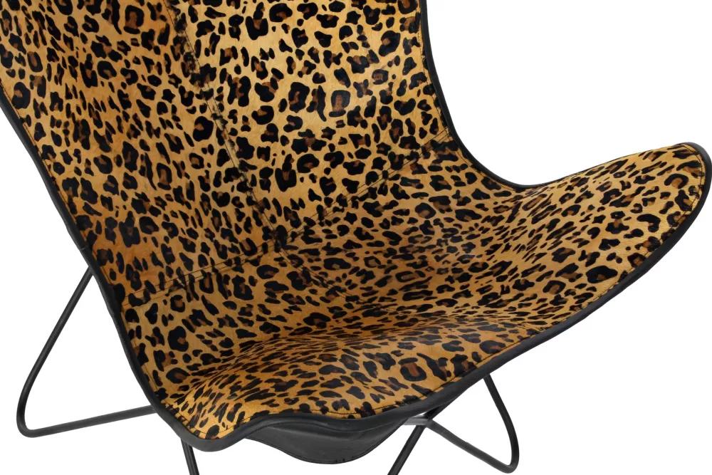 Best Silla Metal Piel 73X70X93 Leopardo Negro Sillas Y Taburetes