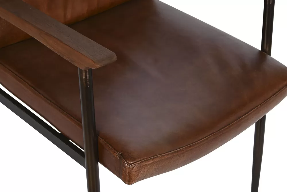 Clearance Sillon Piel Hierro 60X67X83 Marron Sillones Y Butacas